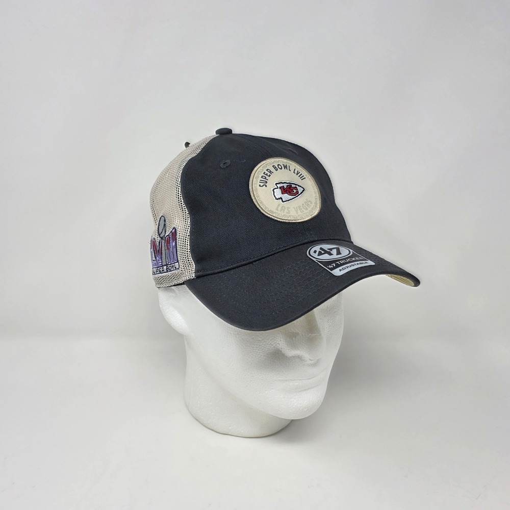 Kansas City Chiefs '47 Trucker Hat Cap Super Bowl 48 LVIII NFL‎ Patch Charcoal